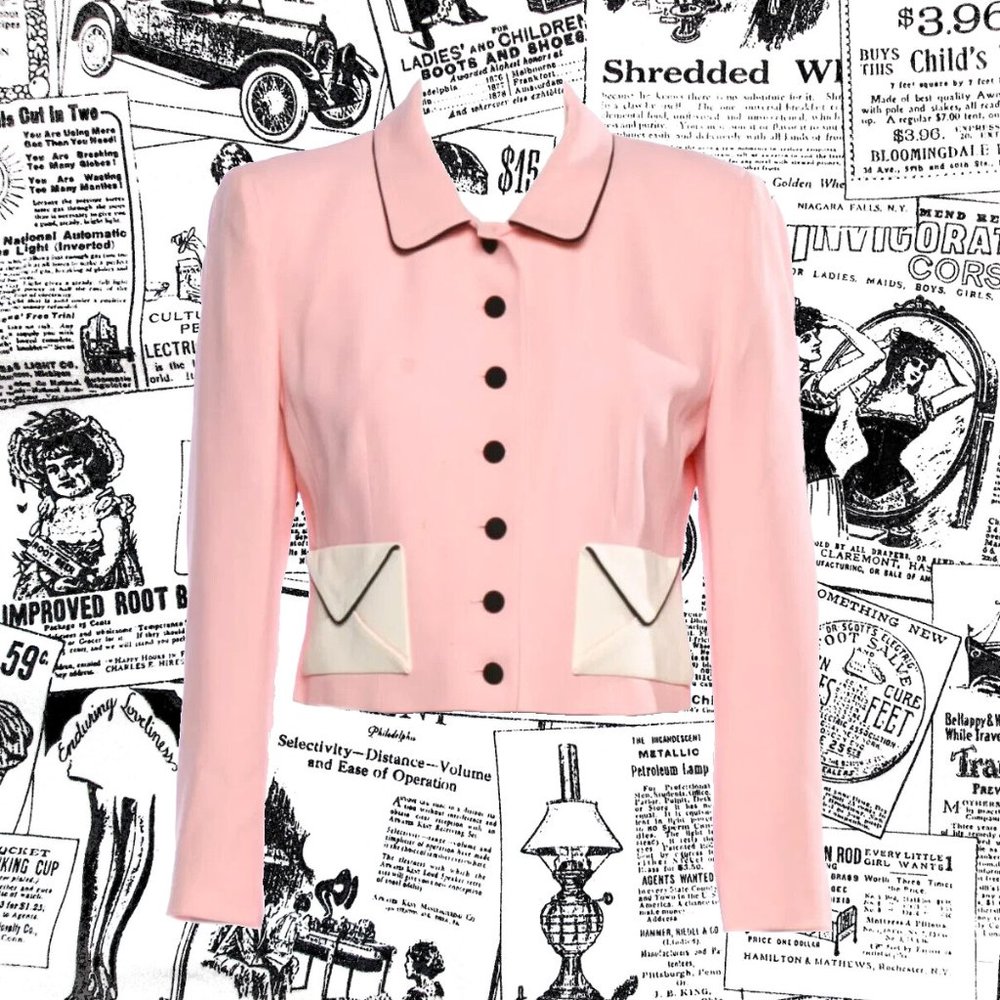 vintage moschino cropped jacket pink blazer envelope size small - Picture 1 of 5